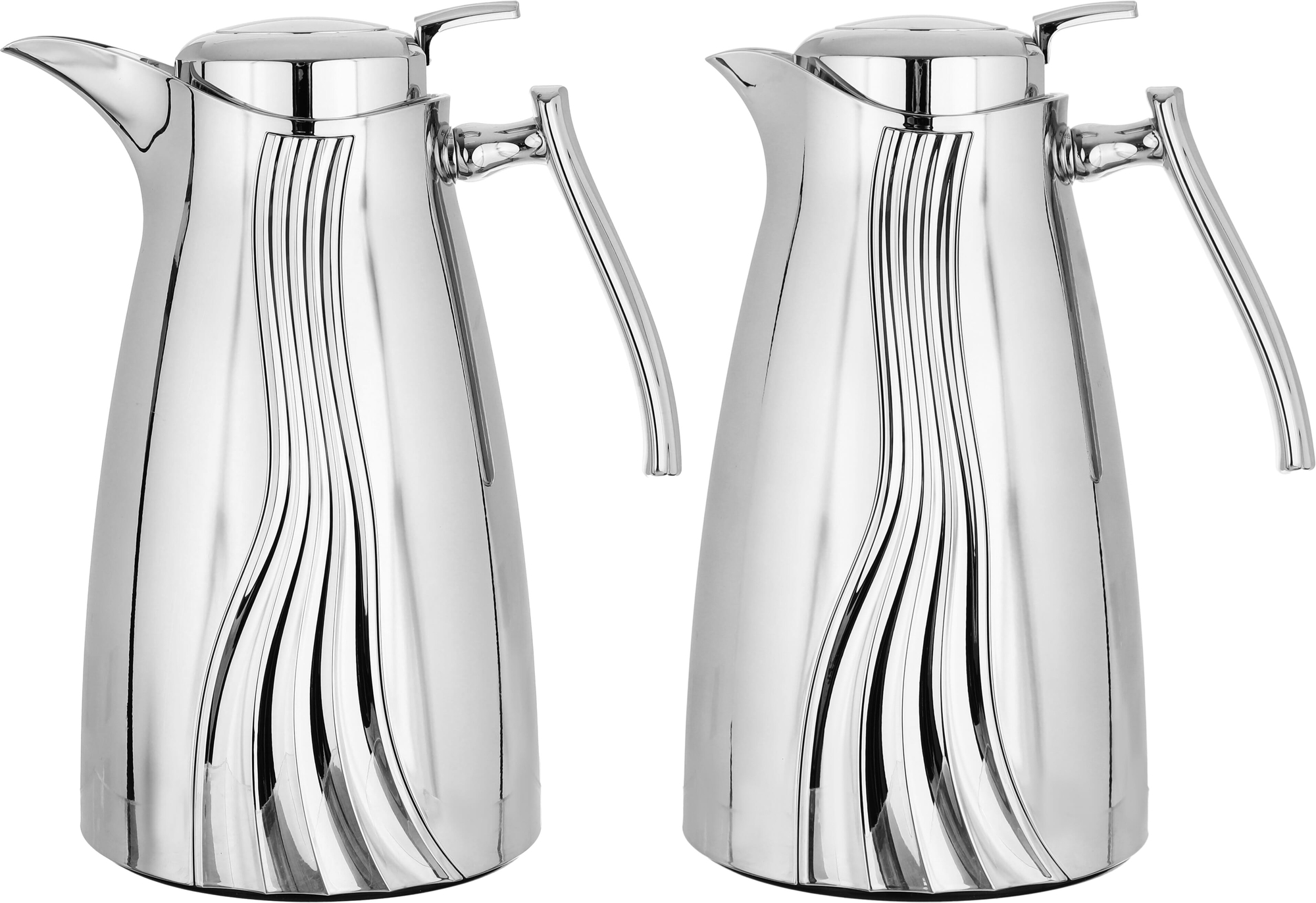 Al Saif Gallery thermos set, 2 pieces, 1 liter, glass inner container, plastic outer shell - silver product image 1