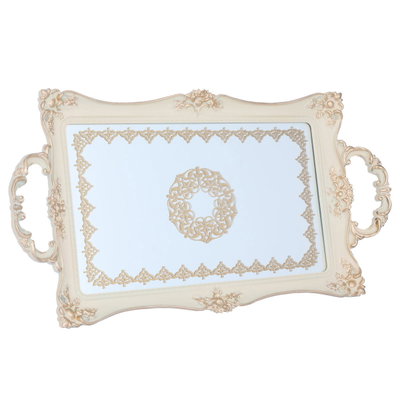 Al Saif Gallery glass tofir, 52 cm, rectangular, patterned gold-beige product image 1