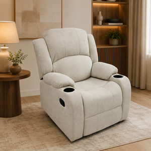 كرسي استرخاء قماش، 77x80x95 سم، بحامل اكواب - اوف وايت product image