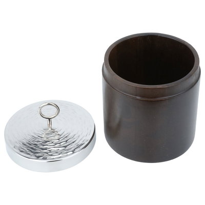 علبة خشب السيف غاليري، دائري، بغطاء استيل - بني product image 3