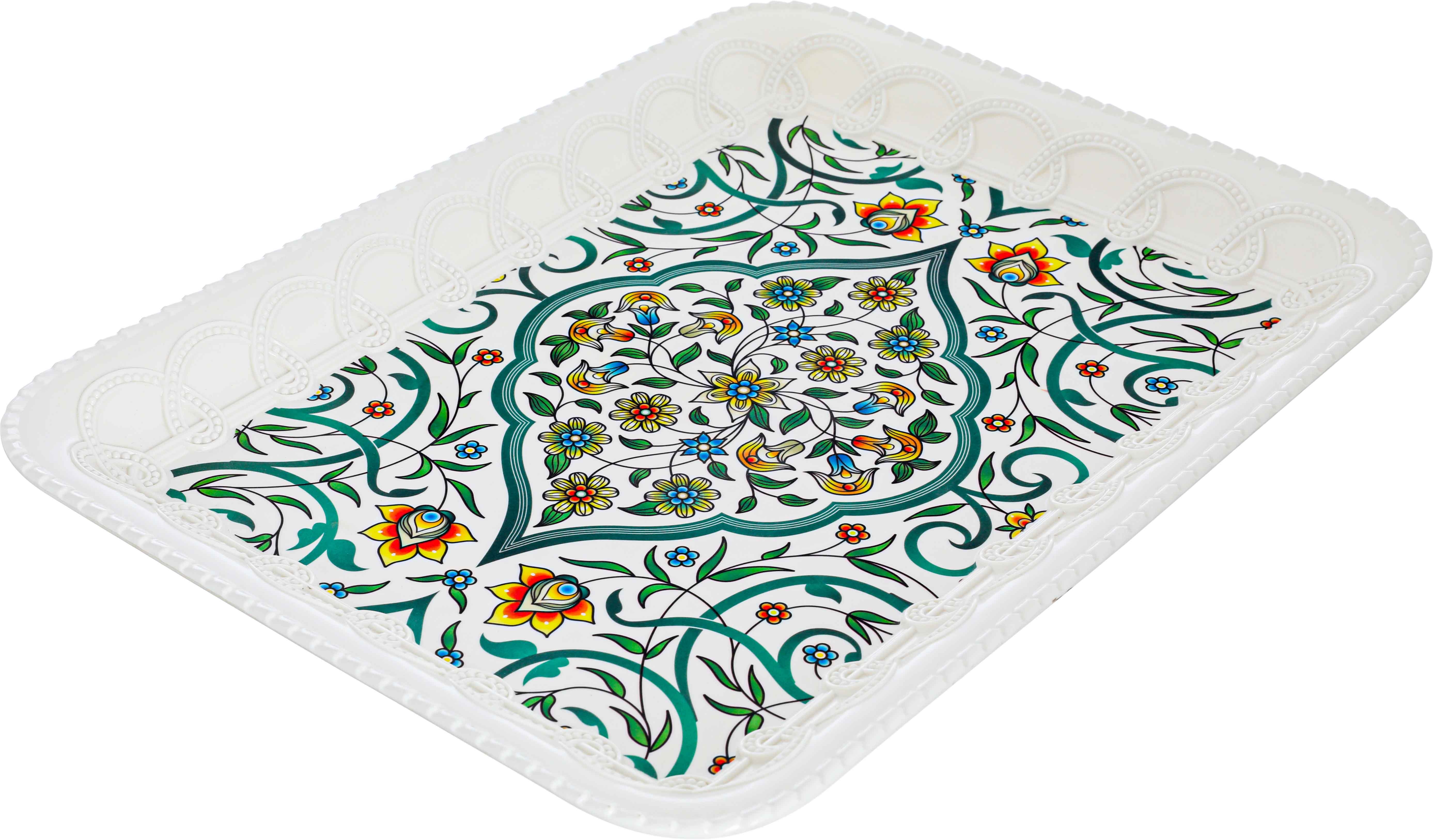 Tofaria Al Saif Gallery melamine, 45 x 34 x 3 cm, rectangular, decorated green-white product image 2