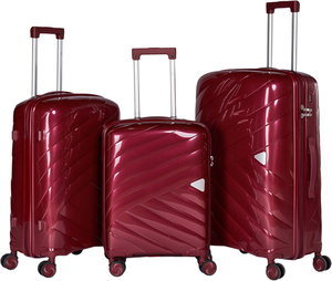 Limra LMA-1925 Polypropylene Luggage Set, 3 Sizes, 4 Wheels - Burgundy product image