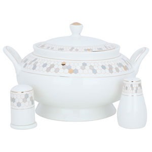 طقم سفرة بورسلان السيف غاليري، 86 قطعة، شكل سداسي - أبيض product image 6