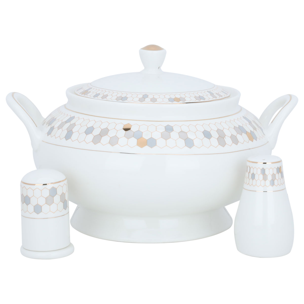 طقم سفرة بورسلان السيف غاليري، 86 قطعة، شكل سداسي - أبيض product image 6