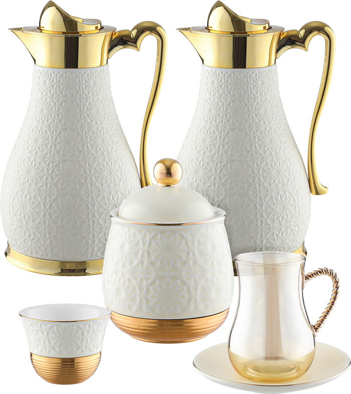 Al Saif Gallery porcelain tea and coffee serving set, decorated with gold, 52 pieces - beige product image 1