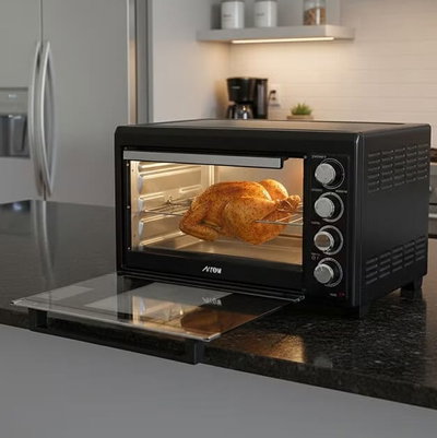 فرن كهربائي بشواية ارو، 2000 واط، 45 لتر، مؤقت، 4 قطع تسخين، RO-45EOB - اسود فضي product image 5