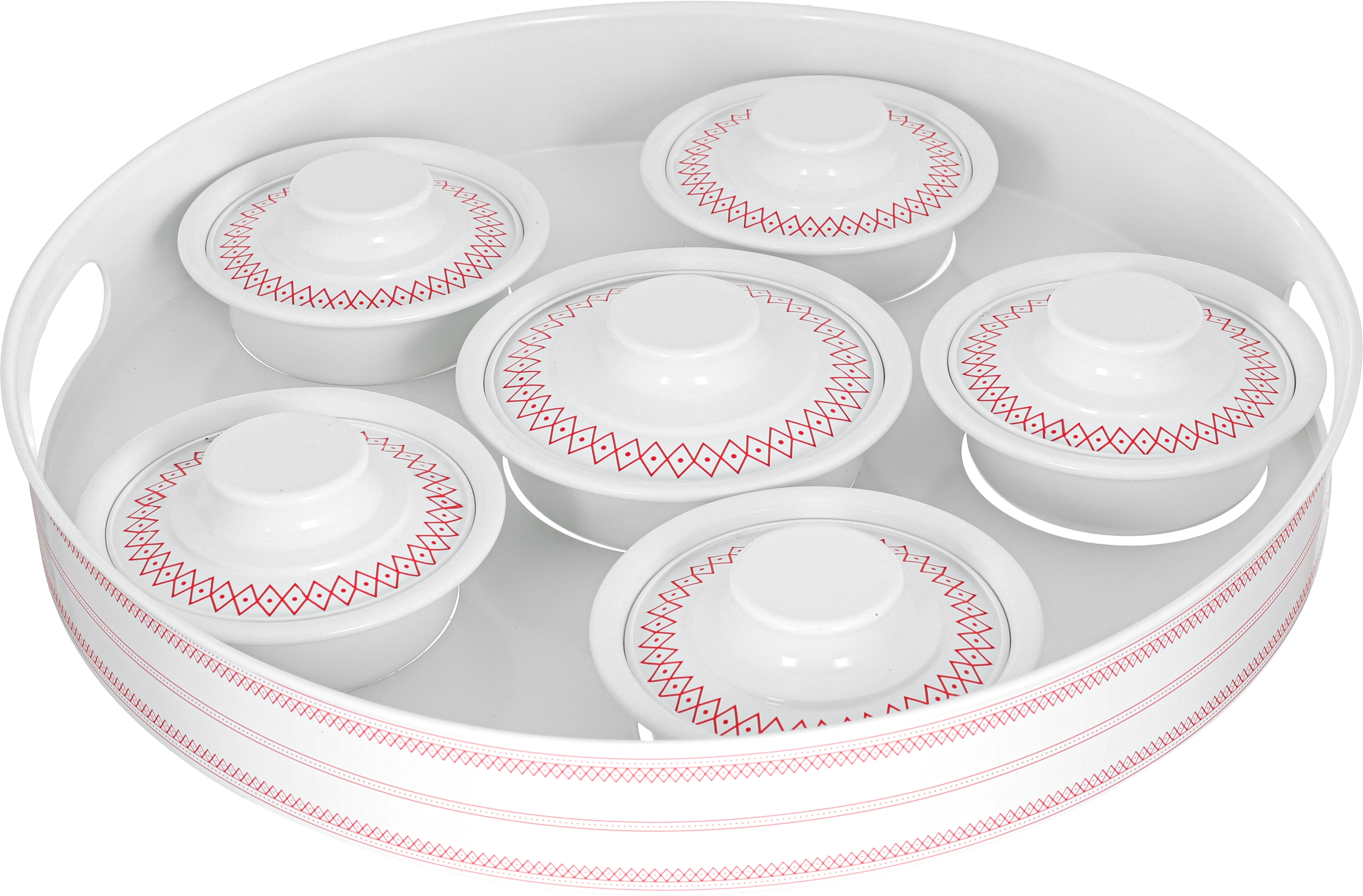 Al Asayel Melamine Serving Plates Set, 7 Pieces - White product image