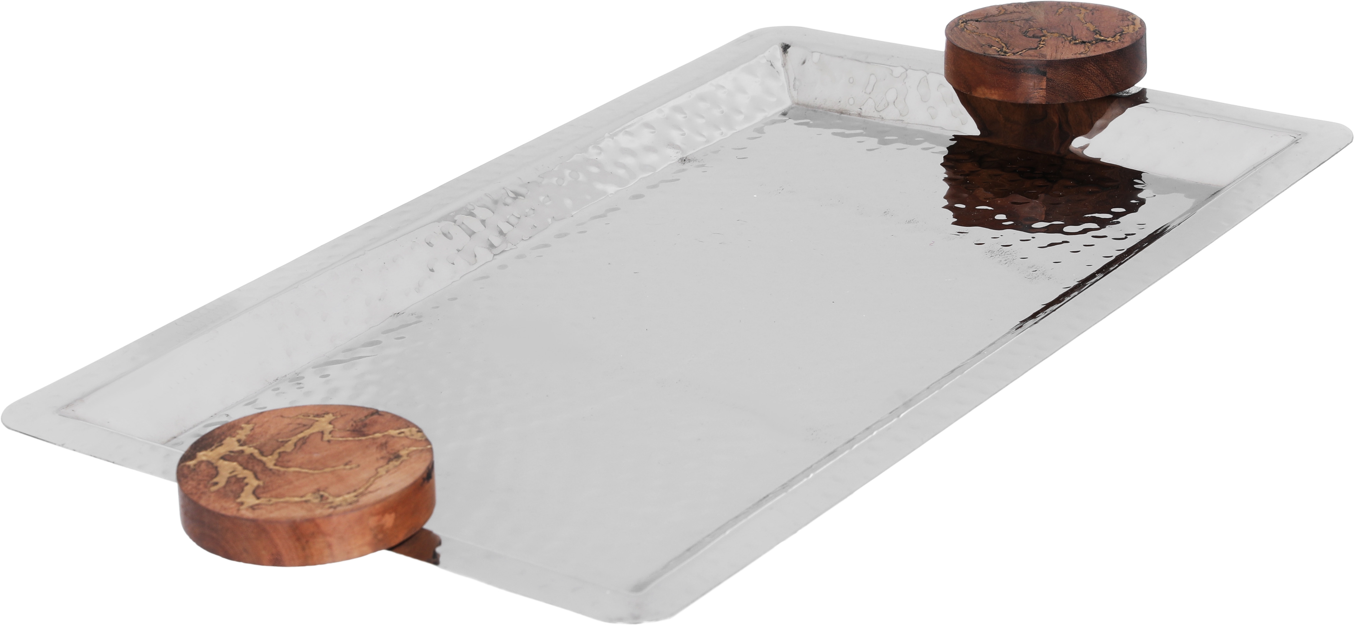طوفرية تقديم استيل السيف غاليري، 50.5×26×3.5 سم، مستطيل، يد خشب - فضي product image 2