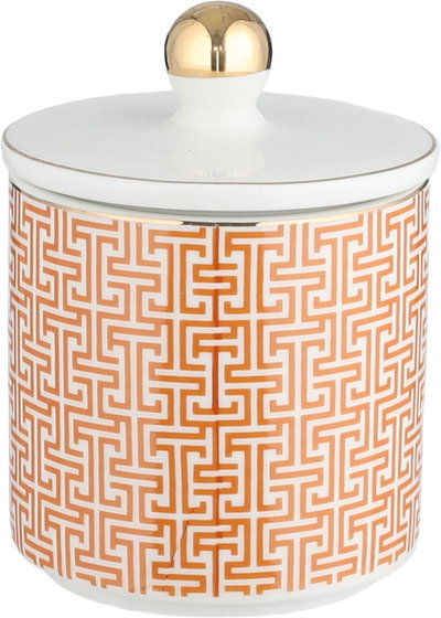 طقم علب بهارات مع استاند بورسلان ستانلس ستيل ون مور, 7 قطع، نقش برتقالي - ابيض ذهبي product image 3