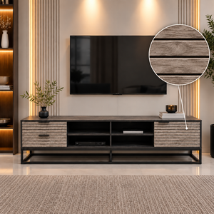 طاولة تلفزيون، 50×200×40 سم، خشب MDF، إطار معدن، أدراج - رمادي خشبي product image 2