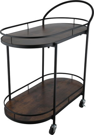 Al Saif Gallery Wooden Serving Trolley, Steel Handle, Two-Tier - Black Brown product image 2