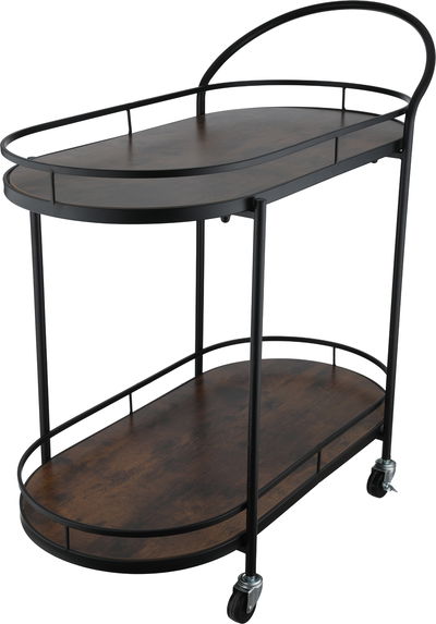 Al Saif Gallery Wooden Serving Trolley, Steel Handle, Two-Tier - Black Brown product image 2