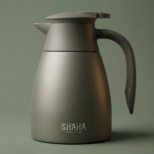 ترمس شاها، 1 لتر، خامة داخلية استيل، غطاء ضغاط - رمادي product image