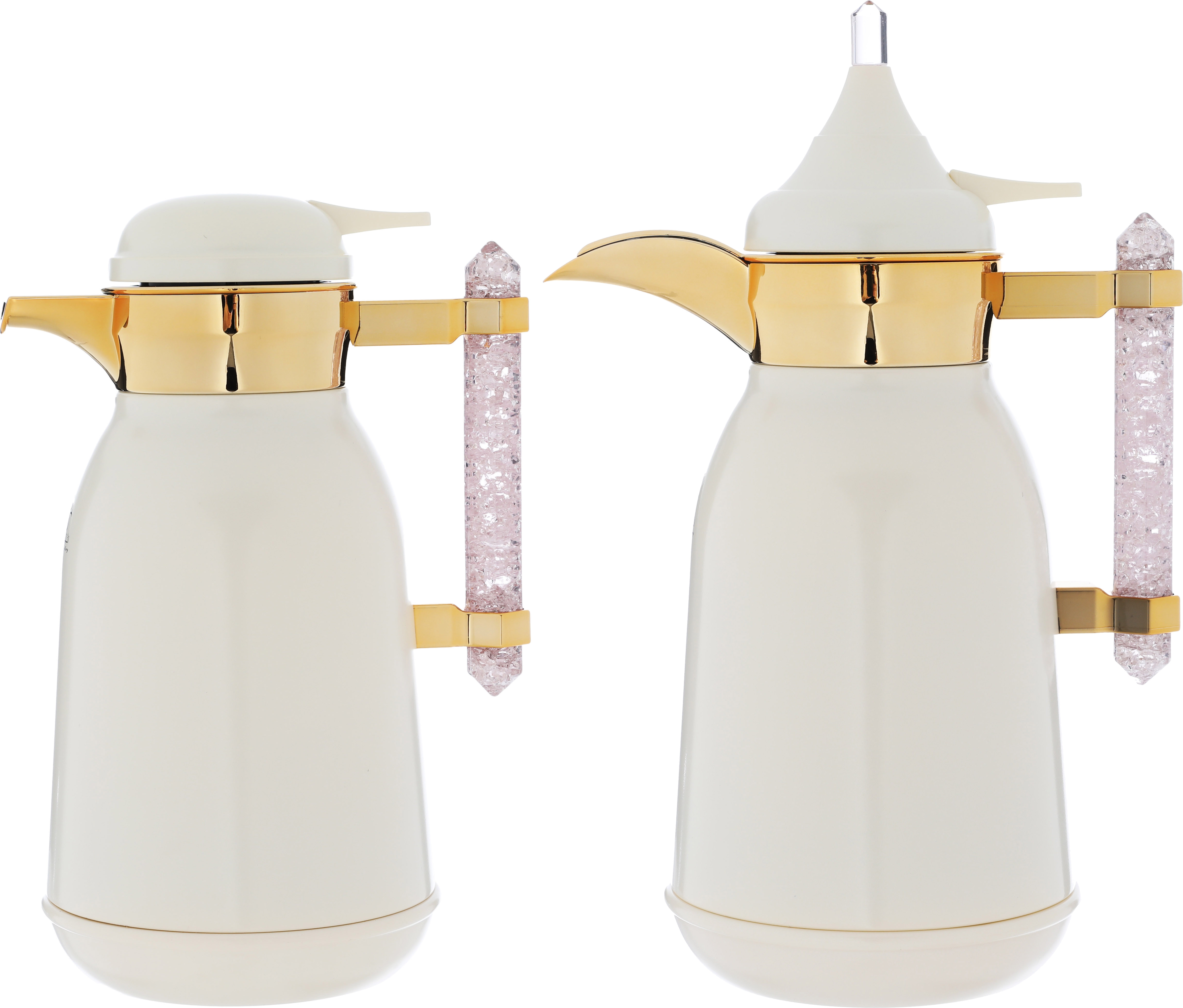 Al Saif Gallery Shahad thermos set, 1/1 liter, crystal handle, thermal glass inner case, stainless steel outer case - pearl product image 1