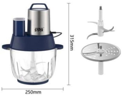 قطاعة طعام ويننج ستار، 3 لتر، 300 واط، 4 شفرات، ST-5580 - ازرق فضي product image 4