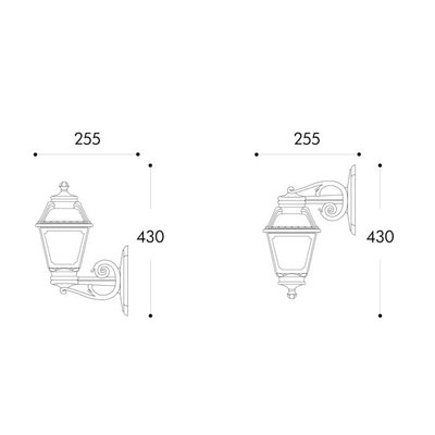 Outdoor wall light, made of durable resin plastic, E27 bulb base, 25.5 x 43 cm - Black product image 3