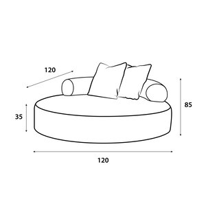 Modern Swedish wood sofa, 120x120x35 cm, Chanel fabric - off-white product image 2