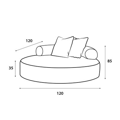 كنبة مودرن خشب سويدي،120x120x35 سم، قماش شانيل - اوف وايت product image 2