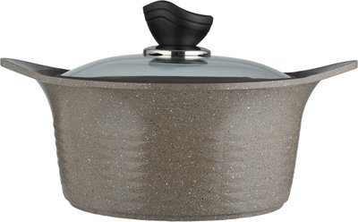 طقم قدور كوري جرانيت تورنادو، 9 قطع، غطاء زجاج - كابتشينو منقط product image 3