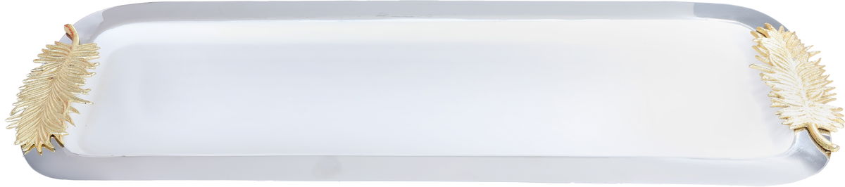 طوفرية استيل السيف غاليري، 55×20 سم، مستطيل، بيد ورق شجر ذهبي - فضي product image