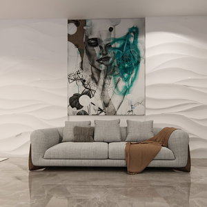 Modern Swedish wood sofa, 235x88x45 cm, Chanel fabric - light gray product image