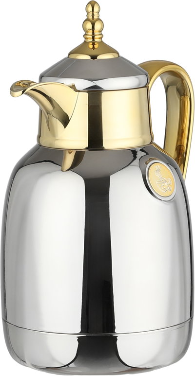 Lalooza Bran Thermos Set, 0.7/1 Liter, Glass Interior, Push-Button Lid - Shiny Silver Gold product image 9