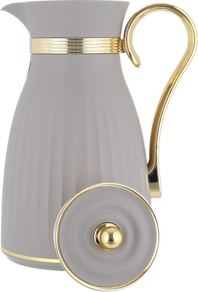 Al Saif Gallery Danat thermos set, 1/0.7 liter, thermal glass inner shell, plastic outer shell - light gray product image 4