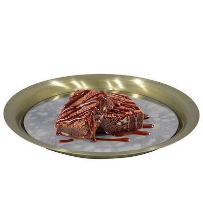 Al Saif Gallery Steel Serving Plate, 24.5X24.5X2.5 Cm, Round - Dark Gold product image 1