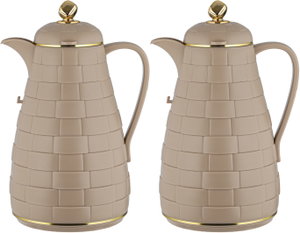 طقم ترامس لالوزا، 1 / 1 لتر، 2 قطعة، حافظة داخلية زجاج، غطاء ضغاط - بيج ذهبي product image 2