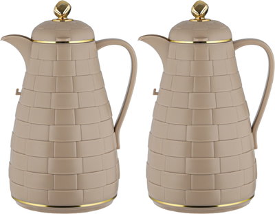 طقم ترامس لالوزا، 1 / 1 لتر، 2 قطعة، حافظة داخلية زجاج، غطاء ضغاط - بيج ذهبي product image 2