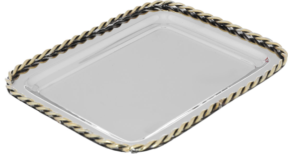 Al Saif Gallery steel serving plate, 18 x 14 x 2.5 cm, rectangular - silver product image 2