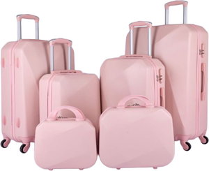 Limra ABS Luggage Set, 6 Sizes, 4 Wheels, 360 Degree Rotating, LMA-1349 - Pink product image