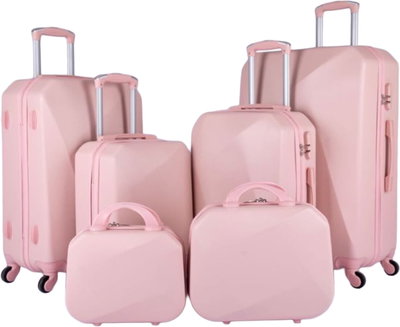 Limra ABS Luggage Set, 6 Sizes, 4 Wheels, 360 Degree Rotating, LMA-1349 - Pink product image 1