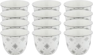 Saudi Porcelain Coffee Cup Set, Al Saif Gallery, 12 Pieces - White Silver product image
