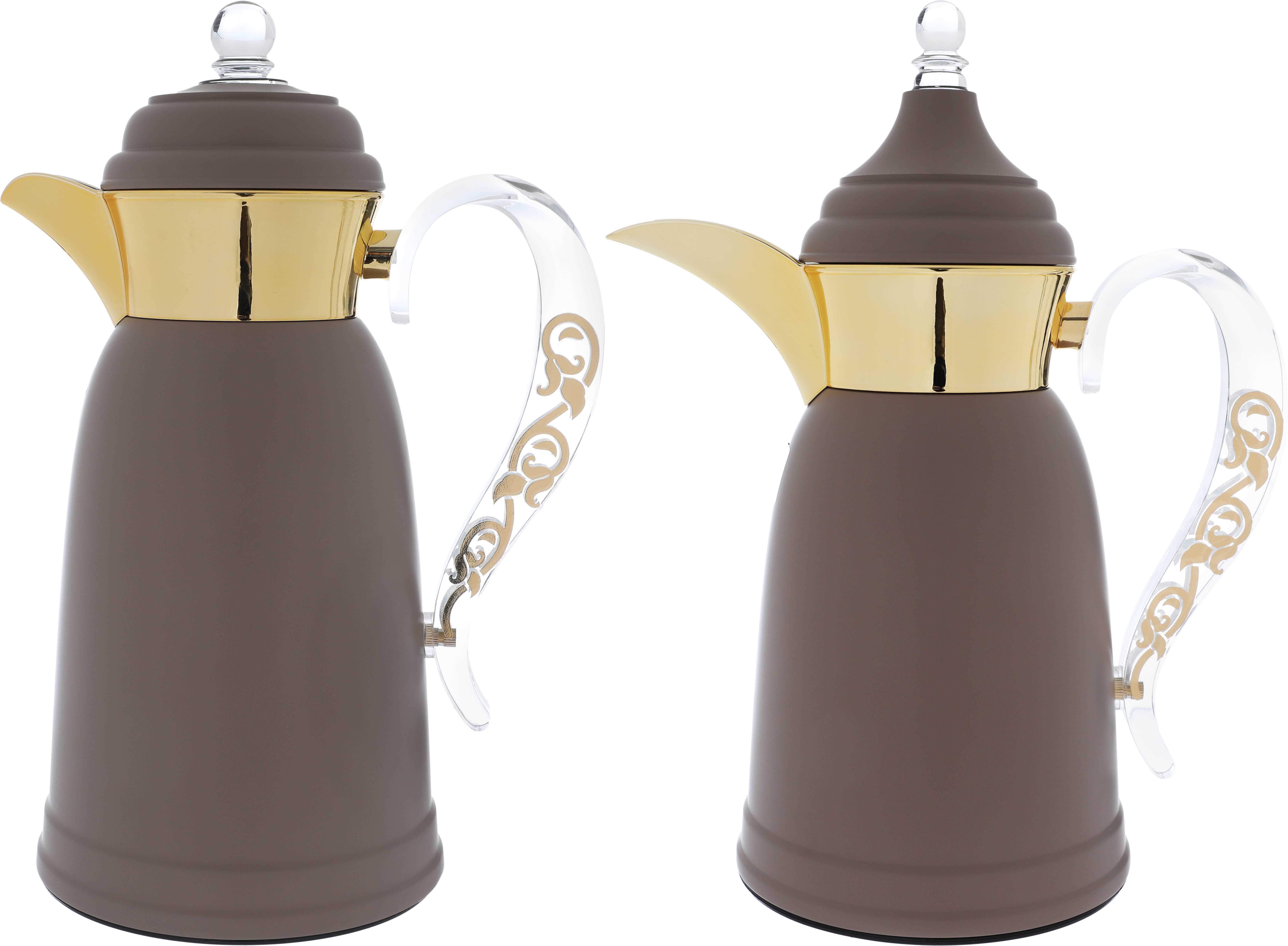 Al Saif Gallery Qamar thermos set, 1 liter, thermal glass inner container, steel outer shell - Cappuccino product image 1