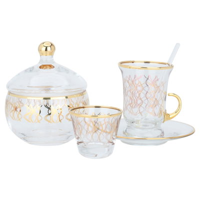 Al Saif Gallery crystal set, Turkish, golden pattern, 50 pieces - clear product image 1