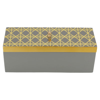 Al Saif Gallery Wooden Box, 27X10X10 Cm - Golden Grey product image 1