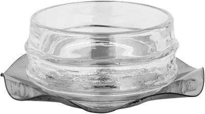 Al Saif Gallery Glass Serving Bowl, 13/9 cm, 2 pieces, Metal Base - Clear Silver product image 2