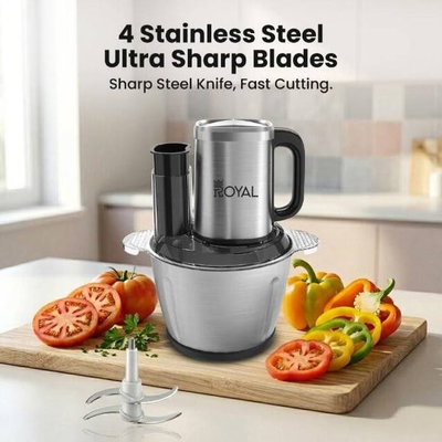 مفرمة رويال، 400 واط، 3 لتر، 3 سرعات، RA-CHPS-308 - فضي اسود product image 2