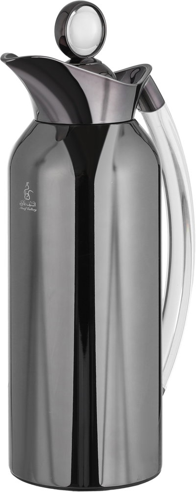 Al Saif Gallery Al Thuraya Thermos Set, 2 Pieces, 1/1 Liter, glass interior, transparent handle, push-button lid - black product image 5