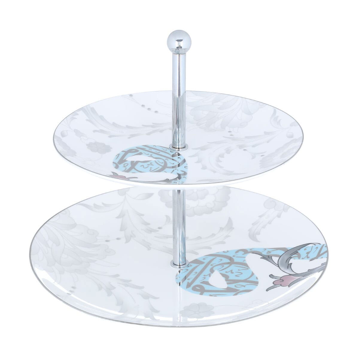 Al Saif Gallery porcelain cake stand, 2 levels, Arabic letters pattern - white product image 2