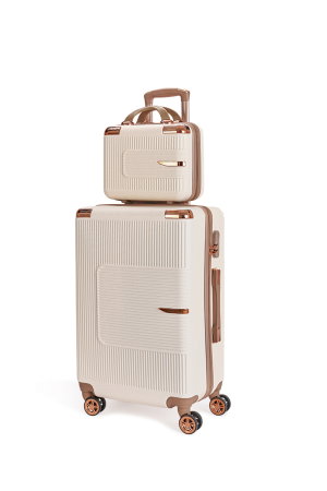 طقم شنط سفر ABS ليمرا، 5 مقاسات، 4 عجلات، زاويه 360 درجة، LMA-1646 - بيج ذهبي product image 2