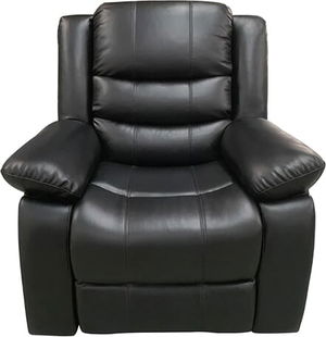 كرسي استرخاء خشب باك كومفورت، 92×102×98 سم، خامة خارجية جلد - أسود product image