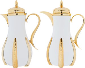 Al Saif Gallery Sana Steel thermos set, 1 litre, golden handle, 2 pieces - white product image 2