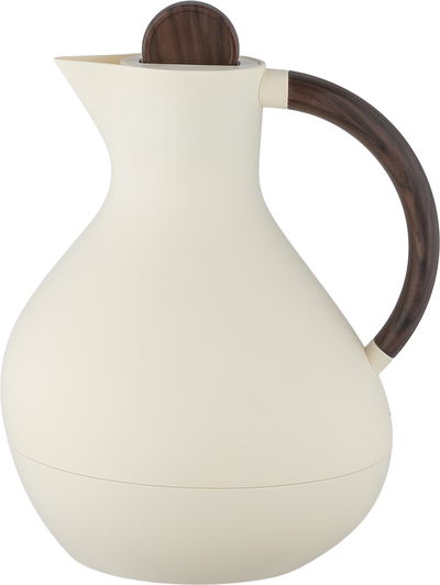 Al Saif Gallery Layal Thermos Set, 0.6/0.9 Liter, 2 Pieces, Glass Interior, Plastic Exterior, Wooden Handle, Push Button - Creamy Wooden product image 6