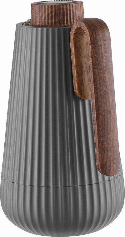 Glory Sumo Thermos, 1 liter, wooden handle, glass interior, push-button - dark gray wood finish product image 2