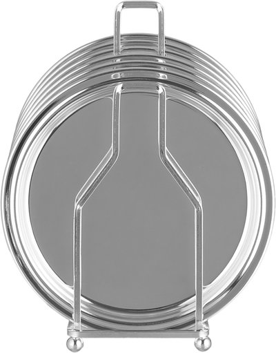 طقم ستاند صحون تقديم ستانلس استيل السيف غاليري، 16 سم، 6 صحون، مسكة يد - فضي مطفي product image 2
