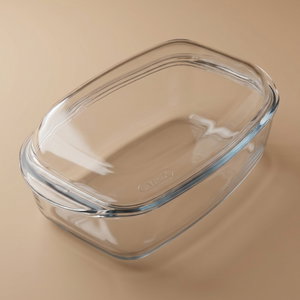 صينية طهي بغطاء زجاج بايركس، 33x20x14 سم، بيضاوي - شفاف product image