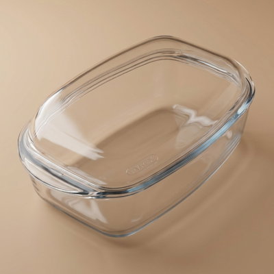 صينية طهي بغطاء زجاج بايركس، 33x20x14 سم، بيضاوي - شفاف product image 1