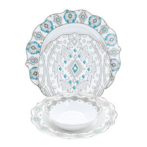 طقم عشاء بورسلان منقوش السيف غاليري، 24 قطعة - أبيض product image